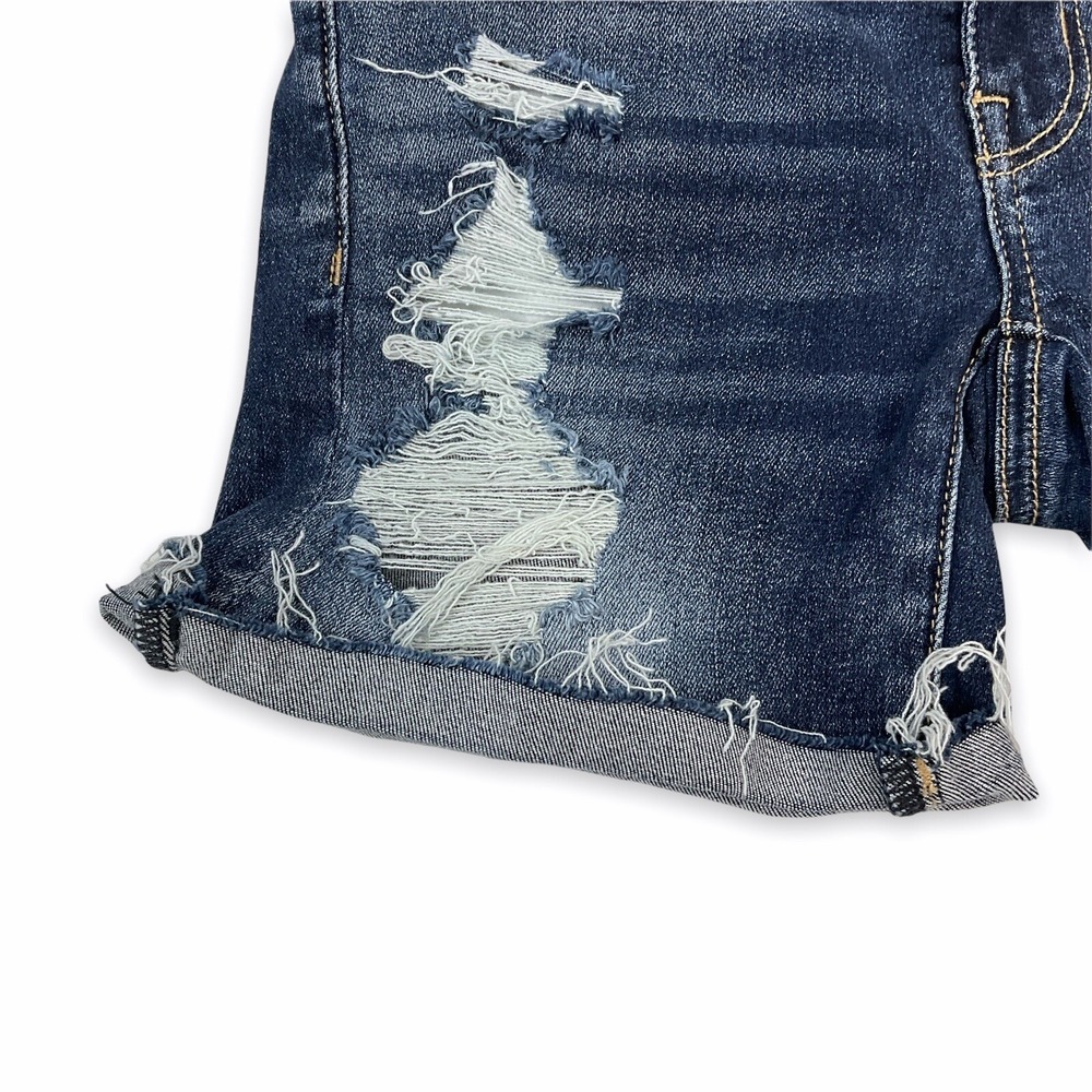 American Eagle Shorts Womens 0 (W25) Blue Distressed Cut Off Midi‎ Denim Ripped - Picture 4 of 8